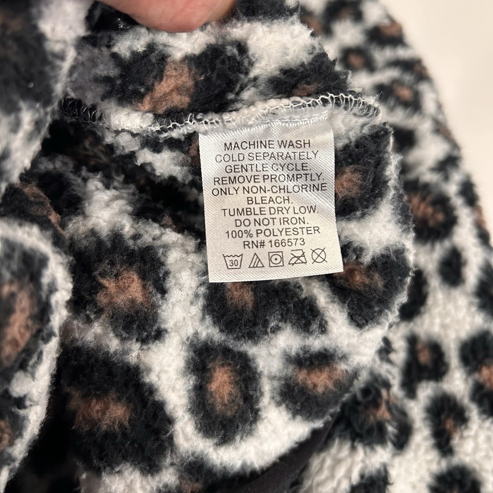 Buc-ees Adult Women Sherpa Fleece Leopard Cheetah‎ Pullover 1/4 Zip Jacket Small - Picture 9 of 10